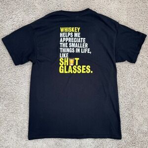 Evan Williams Honey Reserve Whiskey T Shirt Men L Black Double Side Shot Glass